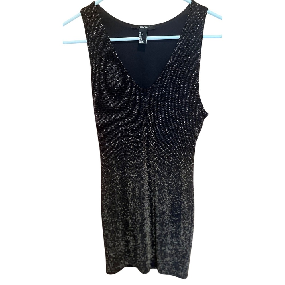 Forever 21 Black Gold Sparkle Bodycon Dress Sleeveless Party Club L
